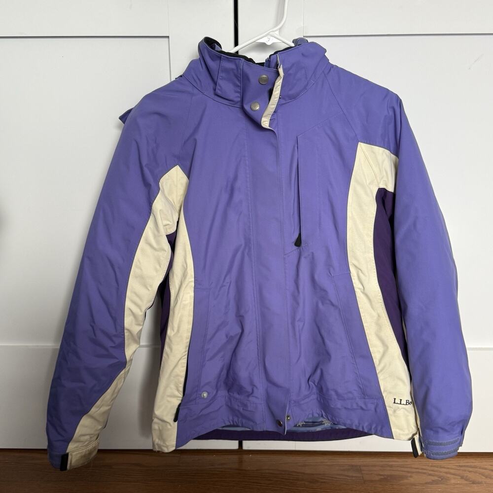 L.L.Bean Women's M 3-in-1 Ski Jacket Purple Cream Hooded Removable Liner